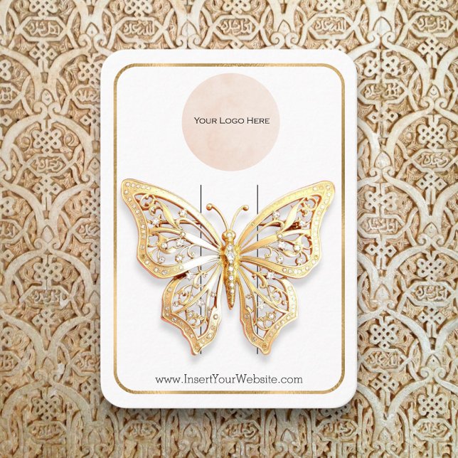 Carte De Visite Votre logo Gold Foil Bow Hair Clip Affichage verti (Créateur téléchargé)
