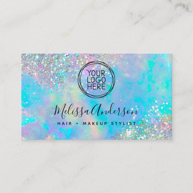 Carte De Visite Votre logo Holographique Parties scintillant Opal  (Devant)