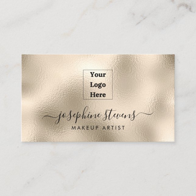 Carte De Visite Votre Logo Ici Champagne Foil Script Typographie (Devant)