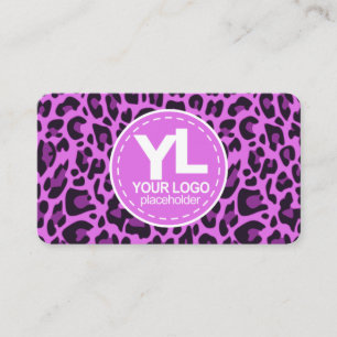 Carte De Visite Votre logo Purple Empreinte de léopard Rockabilly 