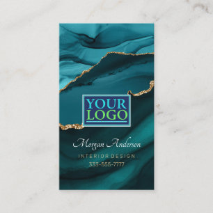 Carte De Visite Votre logo, QR Code, Elegant Pro, Agate Turquoise 