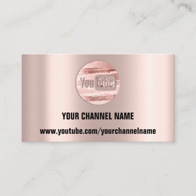 CARTE DE VISITE VOTRE NOM DE CANAL YOUTUBER LOGO QR ROSE STRIPES (Devant)