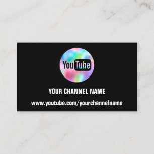 CARTE DE VISITE VOTRE NOM DE CHAÎNE YOUTUBER SUSCRIBE LOGO QR NOI