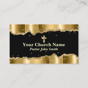 Carte De Visite Votre nom d'église Torn Gold Parties scintillant