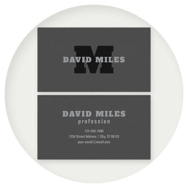 Carte De Visite Votre nom ou nom commercial | Masculine moderne Gr (Créateur téléchargé)