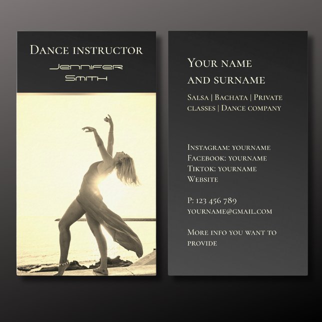 Carte De Visite Votre professeur de danse photo or Business Car (Créateur téléchargé)