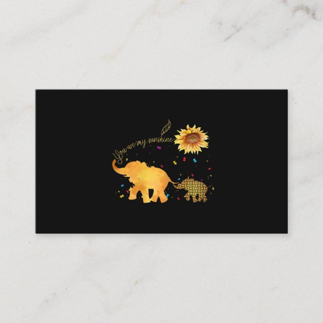 Carte De Visite Vous êtes mon Sunshine tournesol Elephant Autisme (Devant)