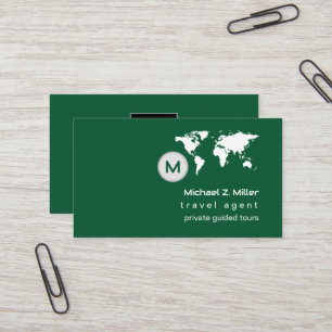 Carte De Visite Voyage agent moderne Voyage Aventures Vert