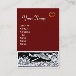 Carte De Visite VOYAGE ANTIQUE, MONOGRAMME RUBY, rouge