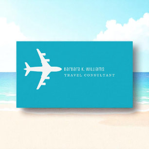 Carte De Visite Voyage Consultant simple et élégant azure