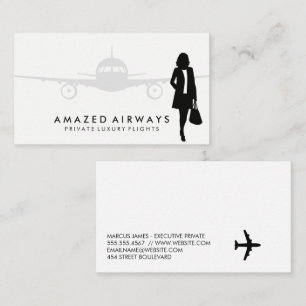 Carte De Visite Voyage d'une femme d'affaires   Avion