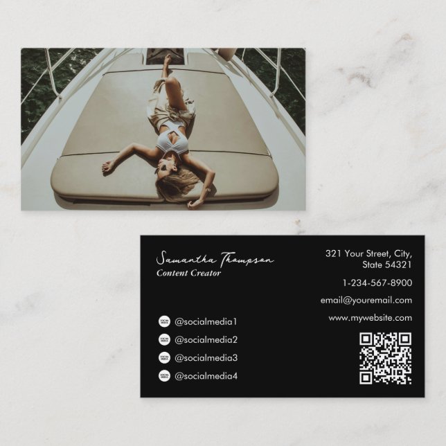 Carte De Visite Voyage Vlogger Influencer Contenu Créateur Photo (Devant / Derrière)
