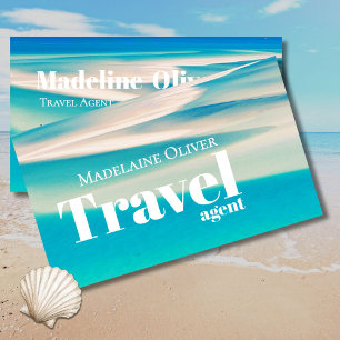 Carte De Visite Voyager QR Ocean Beach Sea White Blue Business