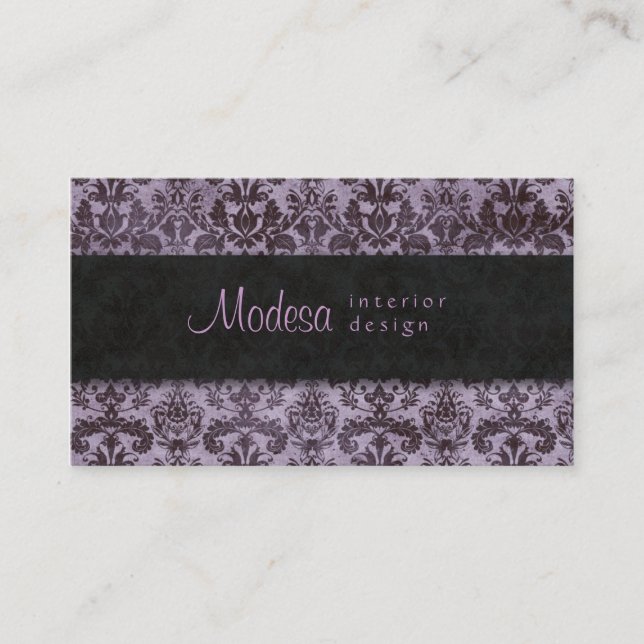Carte De Visite Vrai agent immobilier élégant de mariage damassé (Devant)