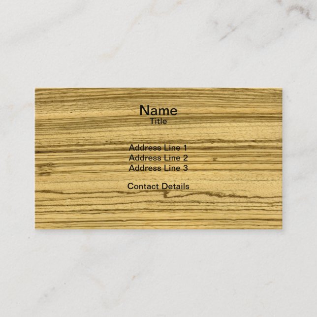 Carte De Visite Vraie fibre de bois balayée de placage de (Devant)