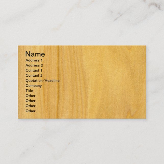 Carte De Visite Vraie fibre de bois de placage d'Aspen (Devant)