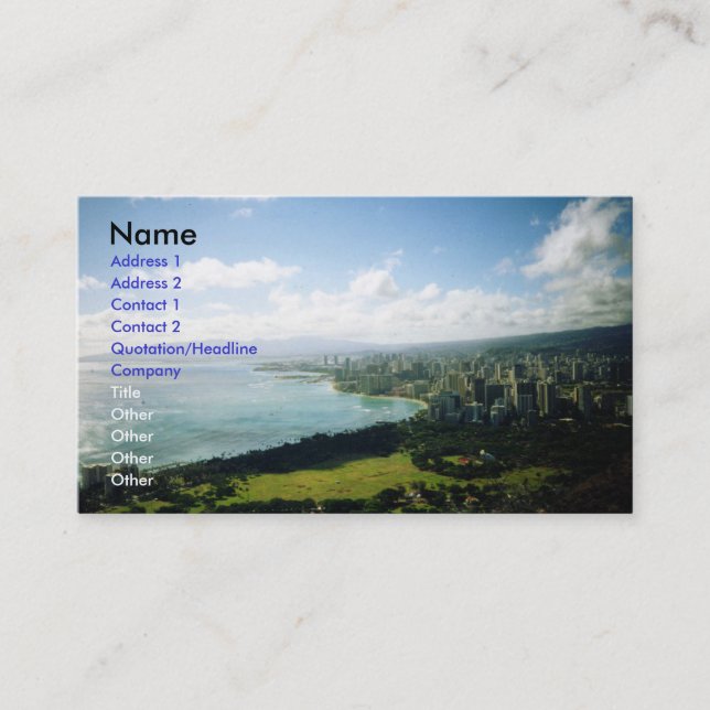 Carte De Visite Vue de Waikiki (Devant)