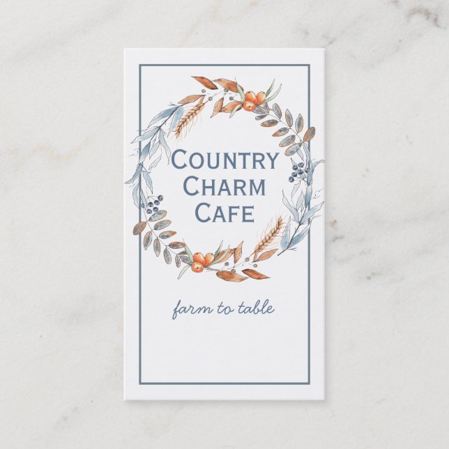 Carte De Visite Watercolor Blue Wreath (Devant)