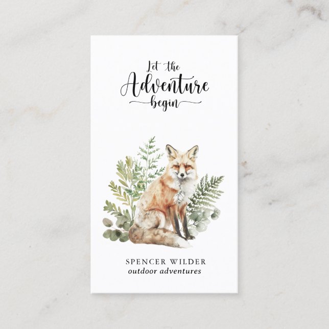Carte De Visite Watercolor Fox Adventure Guide de la nature (Devant)