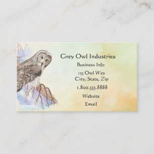 Carte De Visite Watercolor Grey Owl Industries Bird