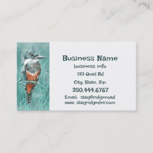 Carte De Visite Watercolor Kingfisher Fishing Tours Business Logo