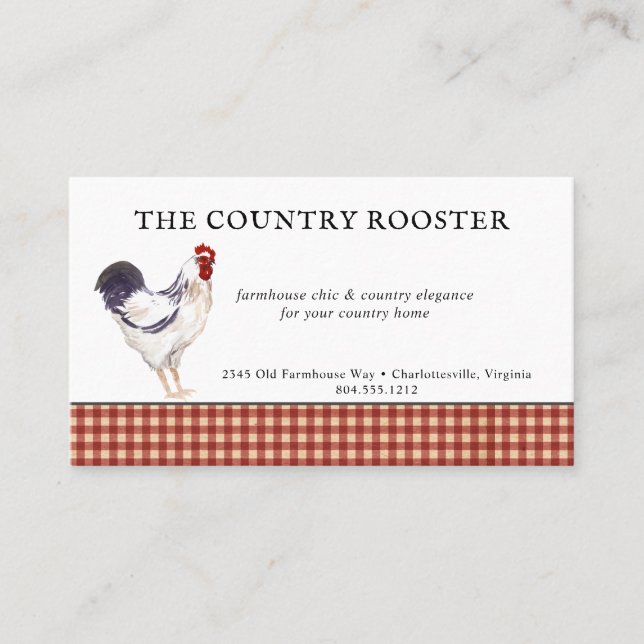 Carte De Visite Watercolor Rooster Farmhouse Pays (Devant)