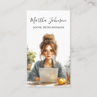 Carte De Visite Watercolor Social Media Manager Blogueur Influence