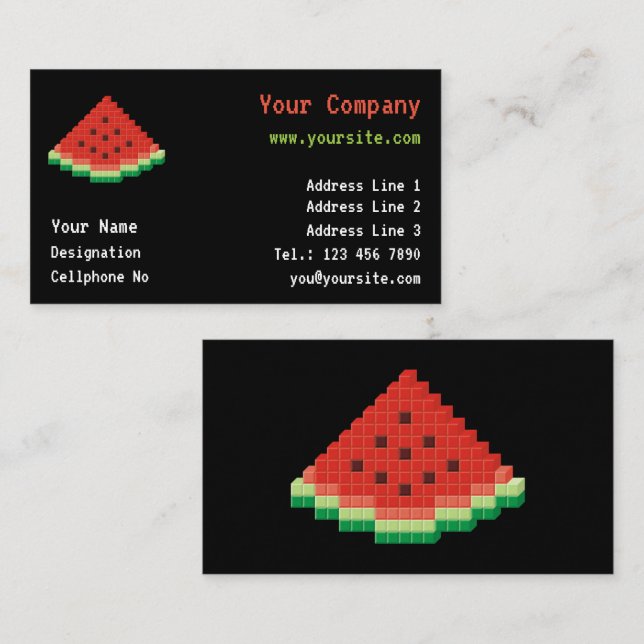 Carte De Visite Watermelon Pixel Art (Devant / Derrière)