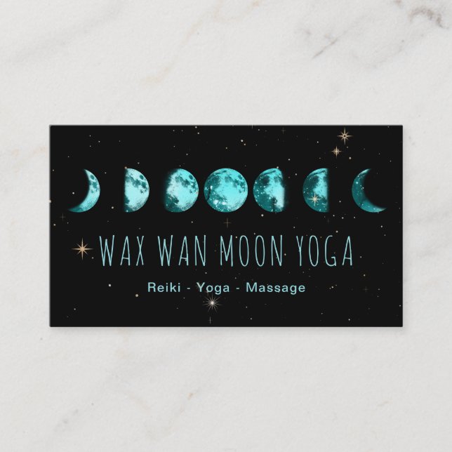 Carte De Visite *~* Wax Wan Stars TURQUOISE BLUE Lunaire Phases (Devant)