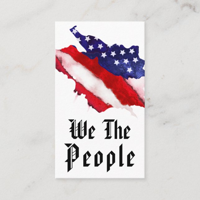Carte De Visite *~* We The People Aquarelle Drapeau américain (Devant)