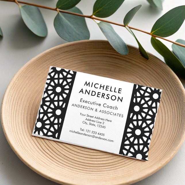 Carte De Visite Web géométrique noir et blanc Art optique moderne (Créateur téléchargé)
