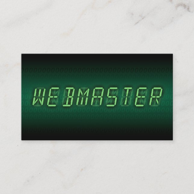Carte De Visite webmaster : lecture numérique (Devant)