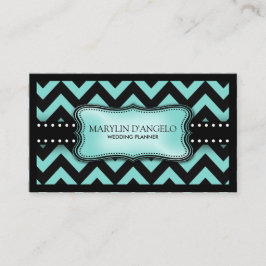 Carte De Visite Wedding planner bleu et noir d'Aqua de Chevron
