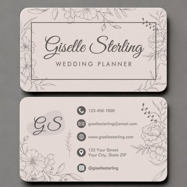 Carte De Visite Wedding Planner Blush Pink Floral (Créateur téléchargé)