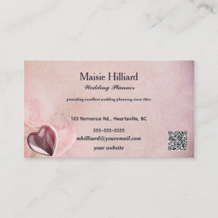 Carte De Visite Wedding planner d'Arrière - plan de coeur et rose 