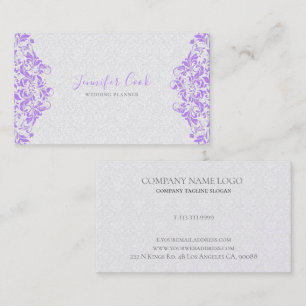 Carte De Visite Wedding planner de Damas florales violet et blanc