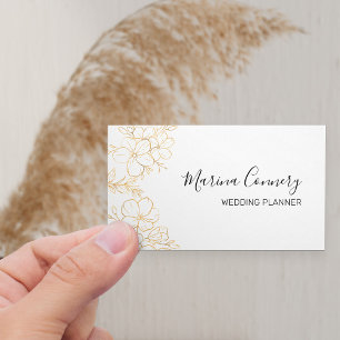 Carte De Visite Wedding planner de dessin élégant Gold Floral Li