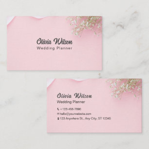 Carte De Visite Wedding planner de fleurs rose simple minimaliste