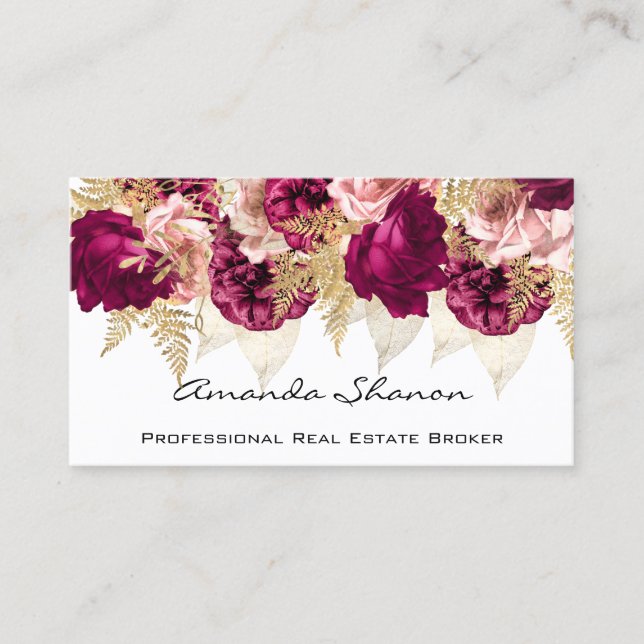 Carte De Visite Wedding planner de l'événement Red Floral Logo QR  (Devant)