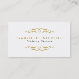 Carte De Visite Wedding planner de Parties scintillant blanc et or