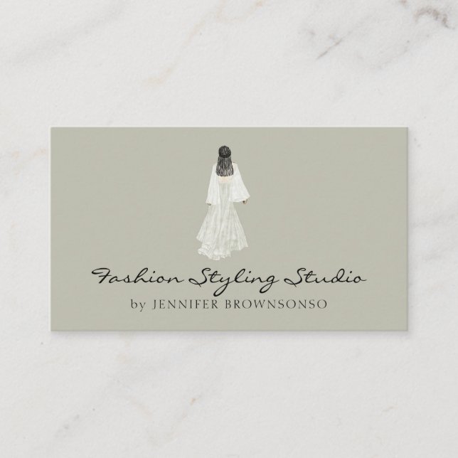 Carte De Visite Wedding planner de robe de mariée Sage Green (Devant)
