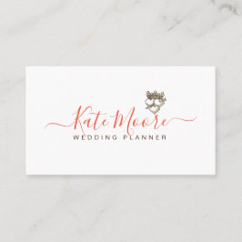 Carte De Visite Wedding planner de script Couronne Triple Hearts