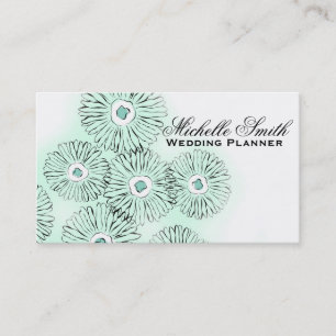 Carte De Visite Wedding planner des fleuristes de Mint noir blanc