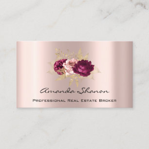 Carte De Visite Wedding planner d'événement Florals Rose Marsala Q