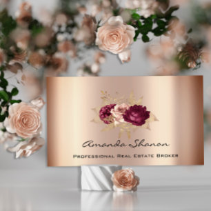 Carte De Visite Wedding planner d'événement Foral Rose Gold QR Cod