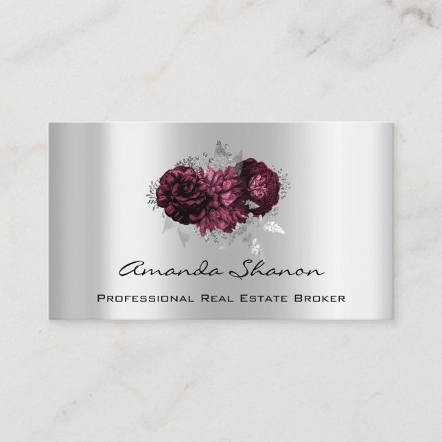 Carte De Visite Wedding planner d'événement Marsala Silver Logo QR (Devant)