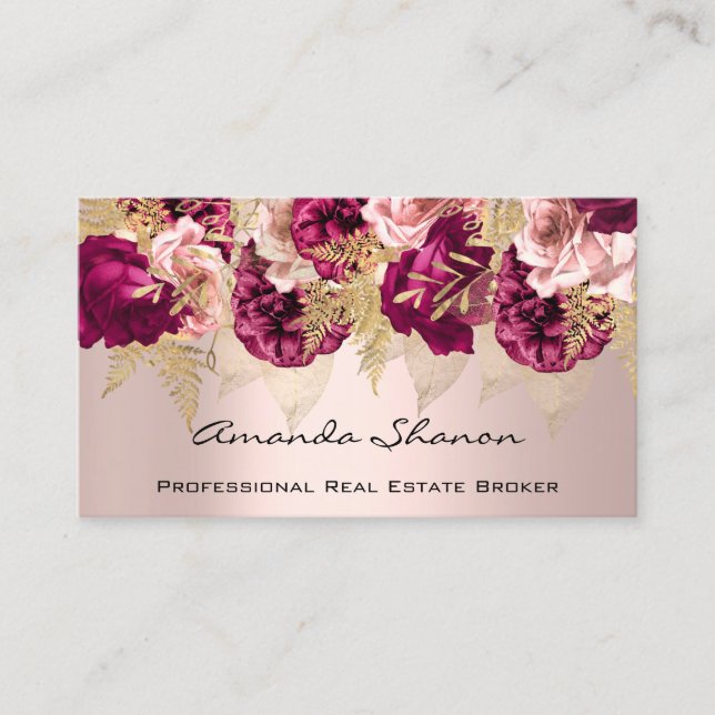 Carte De Visite Wedding planner d'événement ROSE Floral Logo QR CO (Devant)