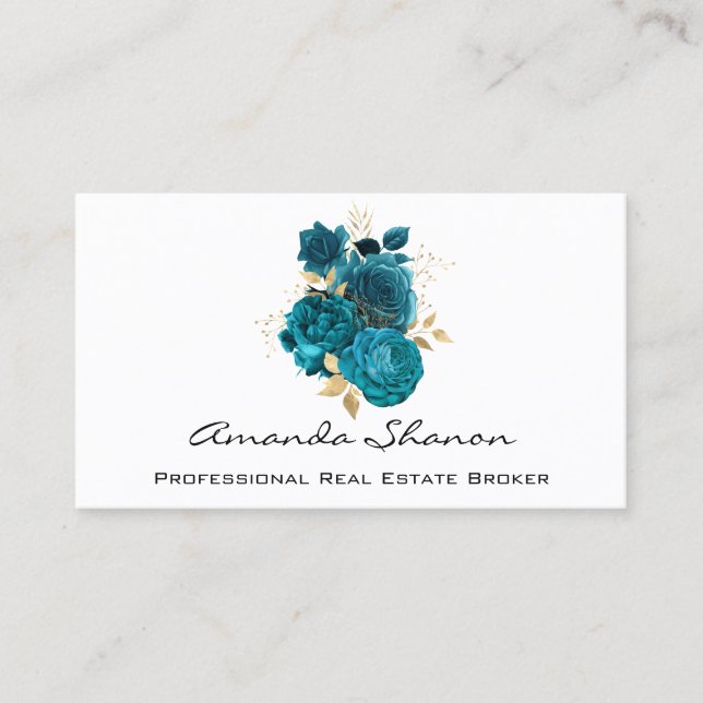 Carte De Visite Wedding planner d'événement Roses or blanc LogoQRC (Devant)