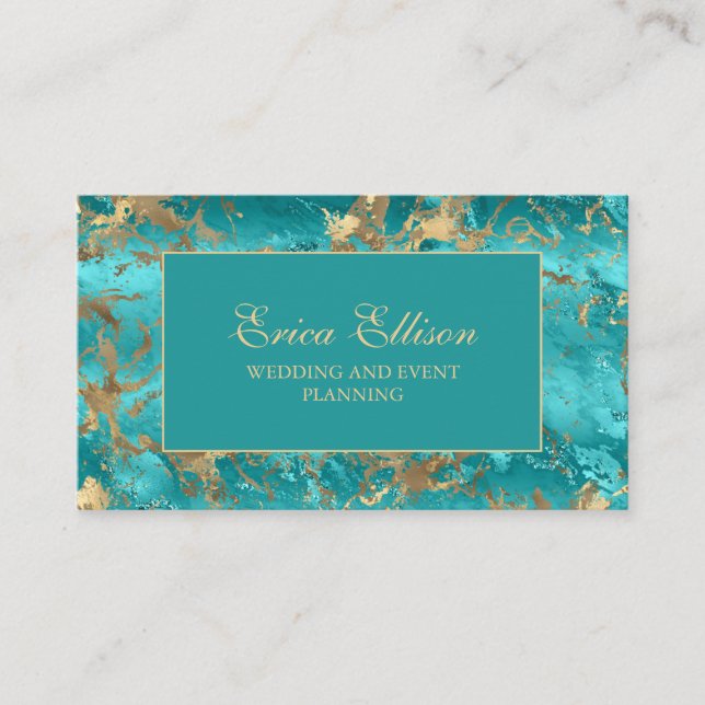 Carte De Visite Wedding planner d'or Turquoise (Devant)