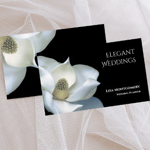 Carte De Visite Wedding planner Elegant Magnolia Noir & Blanc